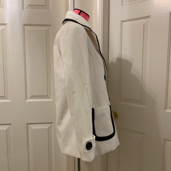 New Forever21 white coat w/black trim detailing - Picture 3 of 5